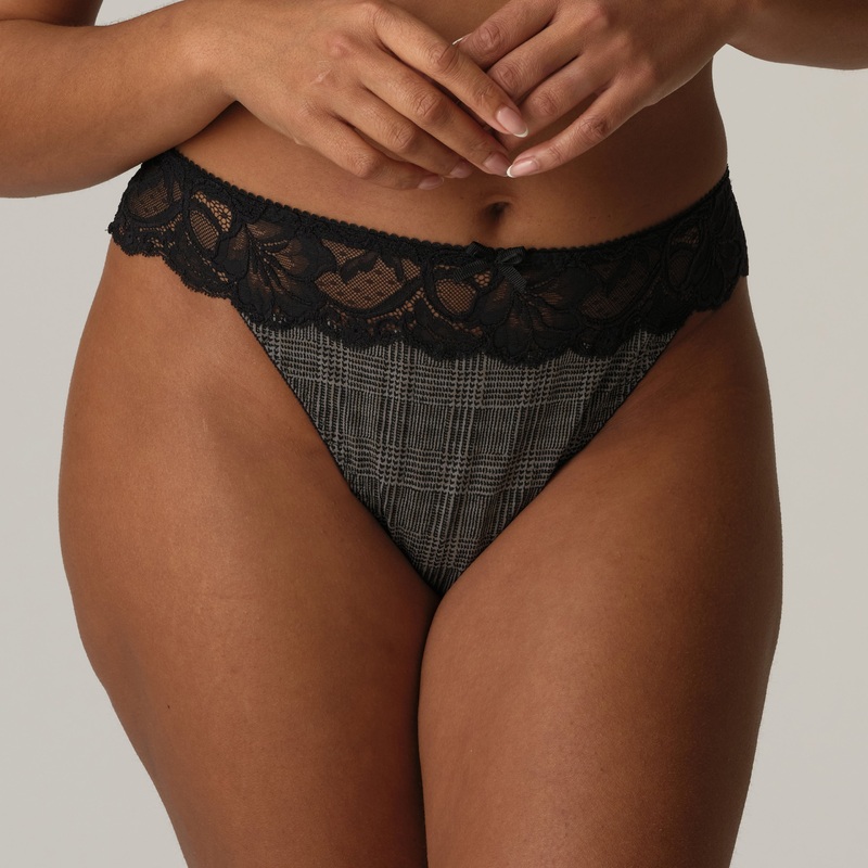 Madison Thong In Black Tailor – Prima Donna