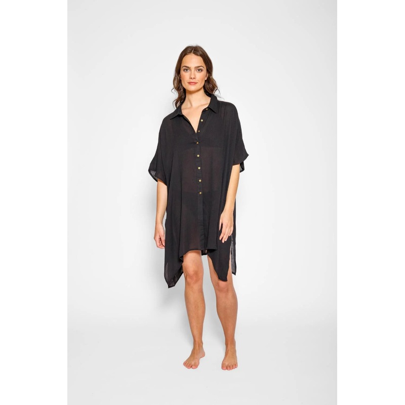 Miami Big Shirt Dress In Black – Koy Resort