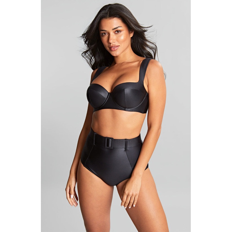 Obsidian Bette Balcony Wide Strap Bikini Top In Black – Panache