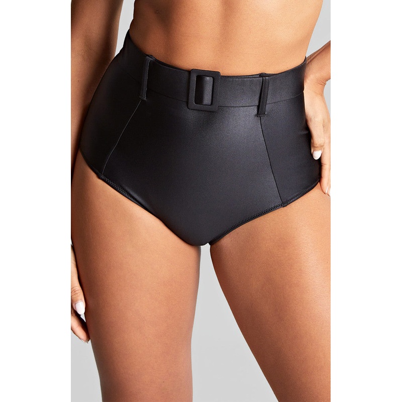 Obsidian High Waist Belted Brief In Black – Panache