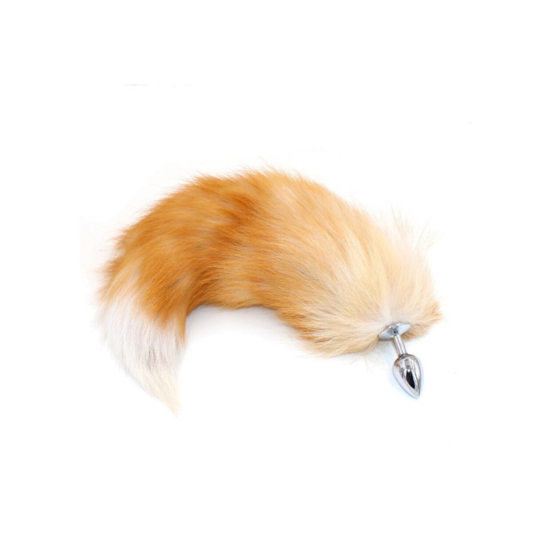 Real Fox Tail Small Plug In Brown & White – Pink Elephant