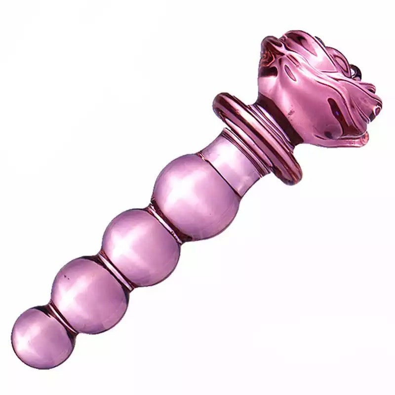 Rose Glass Four Beads Dildo In Pink Glass – Pink Elephant