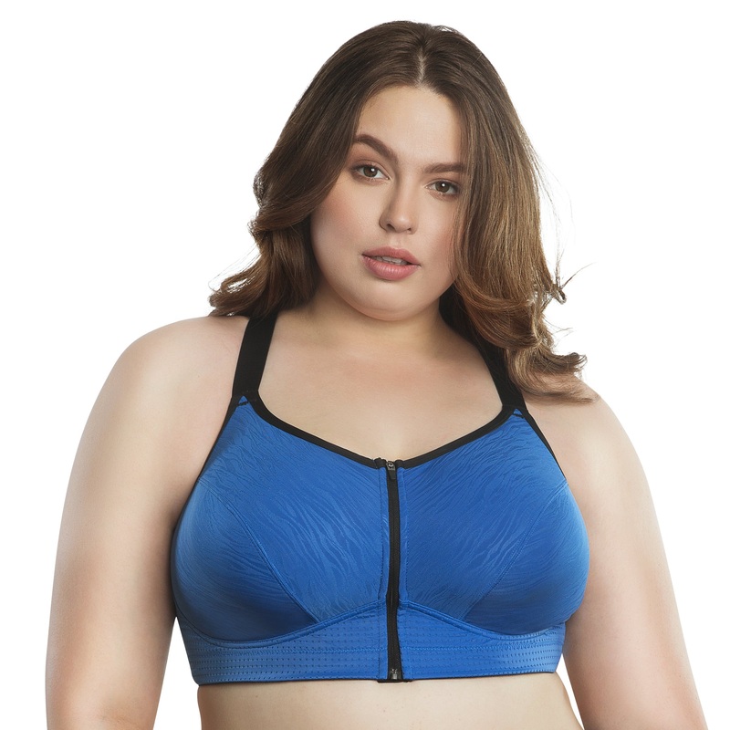 Wave Front Zipper Sports Bra In Nautical Blue – Parfait