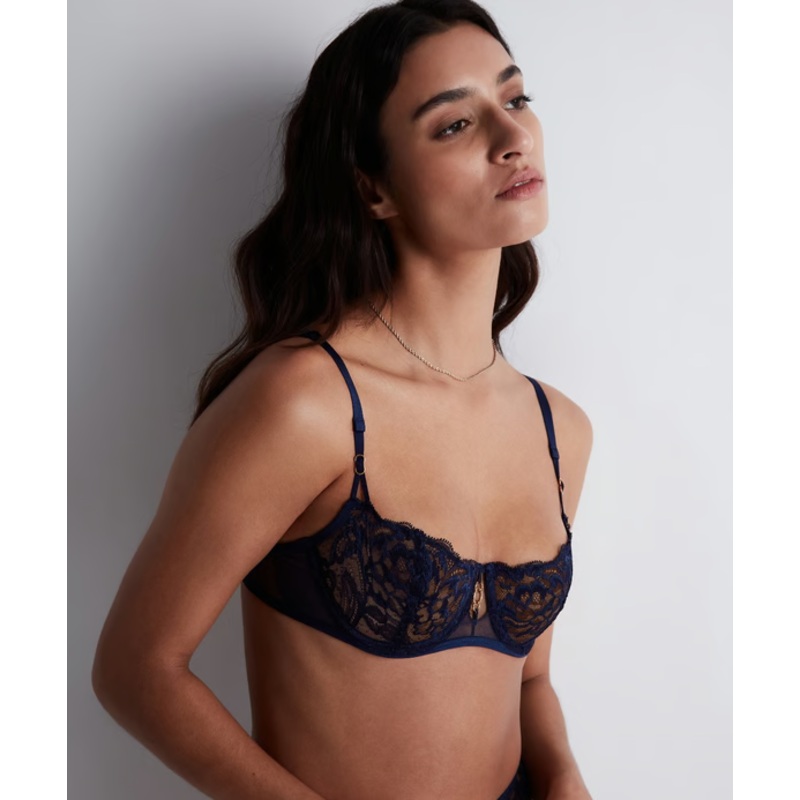Feeling Myself Lace Demi Cup Bra In Astral Blue – Aubade