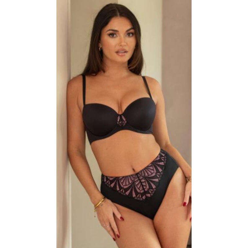 New Romance High Leg Midi Brief In Black & Rose – Pour Moi