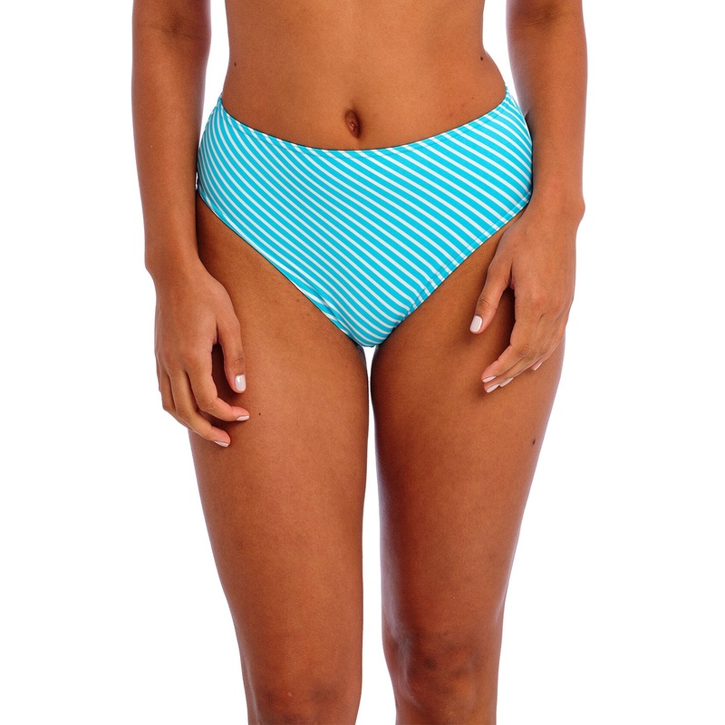 Jewel Cove High Waist Bikini Brief In Stripe Turquoise – Freya