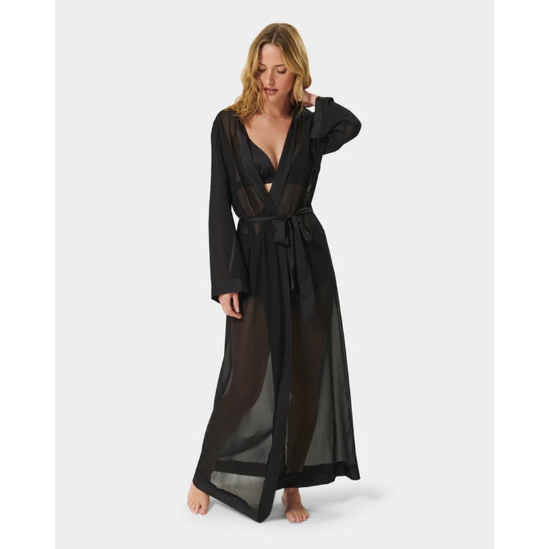 Marcella Long Kimono In Black – Bluebella