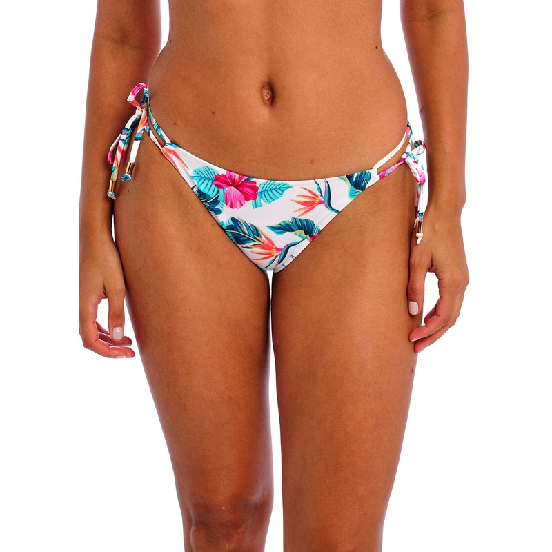 Palm Paradise Tie Side Bikini Brief In White – Freya
