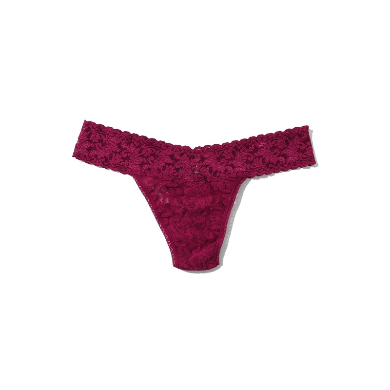 Petite Low Rise Signature Lace Thong In Merlot – Hanky Panky