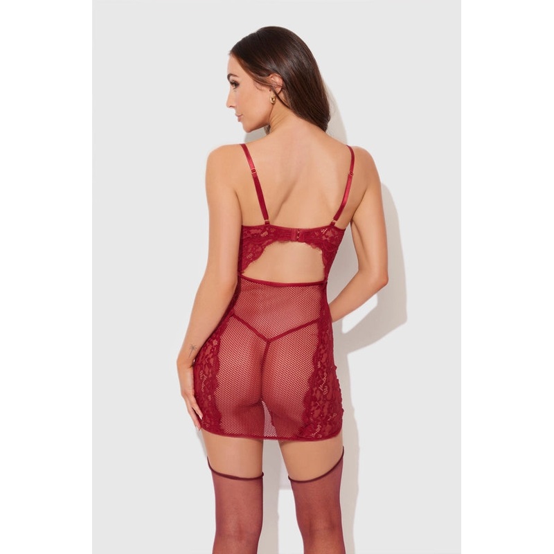 Dezi Stretch Mesh G-String In Rhubarb Red – House of Desire