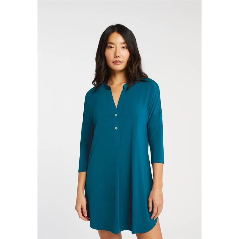 Essentials Dolman 3/4 Sleeve Nighshirt In Peacock – Fleurt