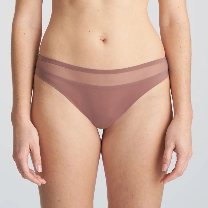 Louie Thong In Satin Taupe – Marie Jo