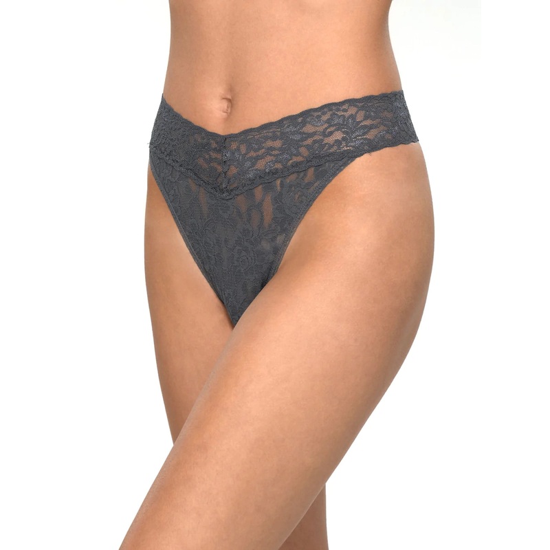 Original Rise Signature Lace Thong In Granite – Hanky Panky