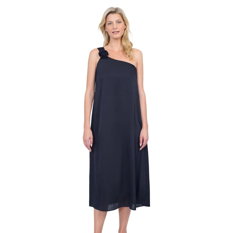 Rose Bud One Shoulder Sarong Dress In Black – Gottex