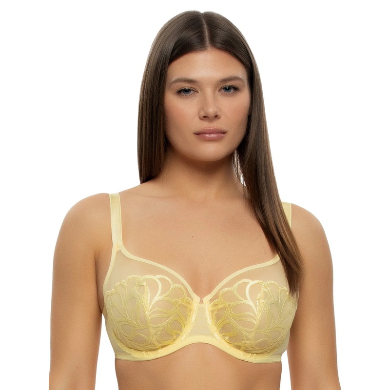 Lotus Embroidery Unlined Bra In Pale Banana – Felina