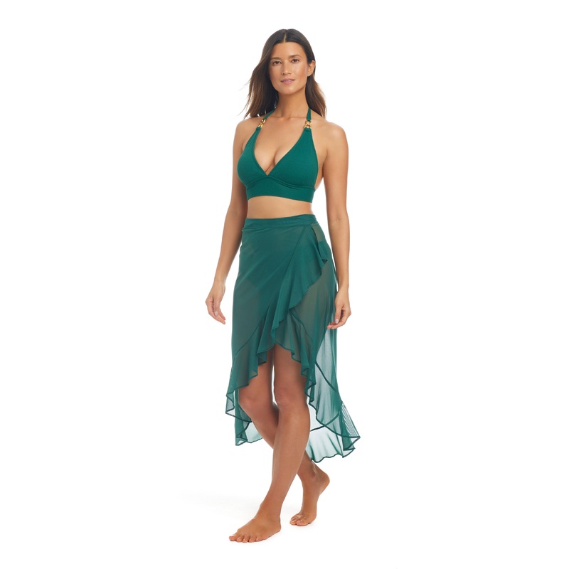 Be Transparent Mesh Ruffle Wrap Pareo Cover Up