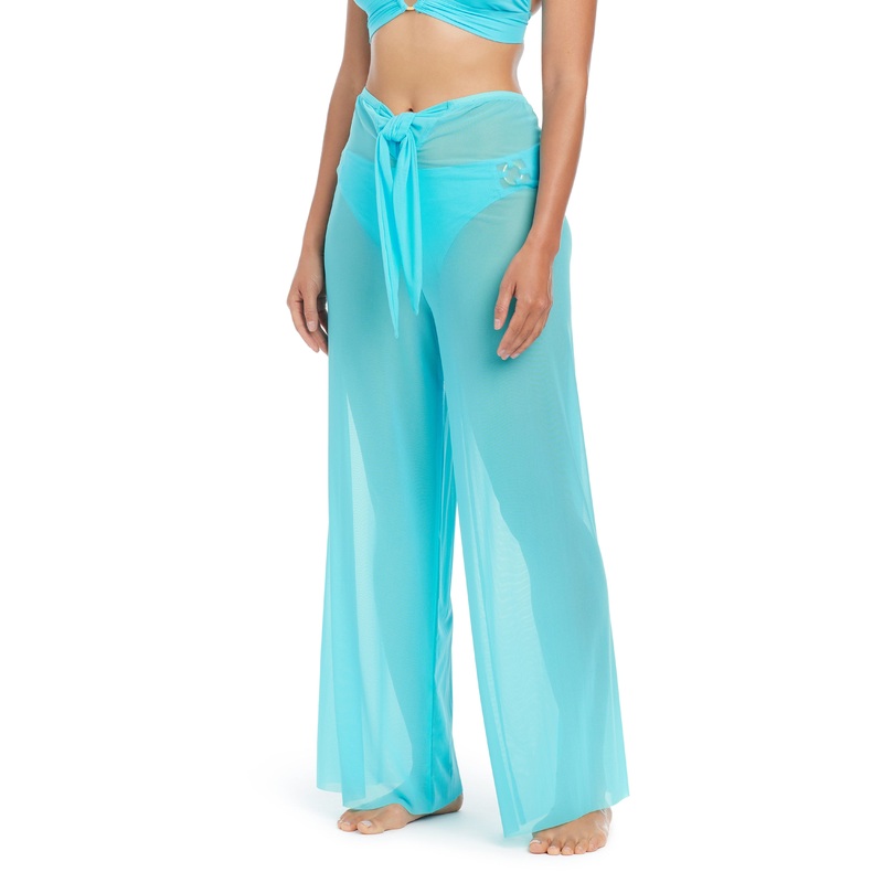 Be Transparent Tie Front Pants Coverup
