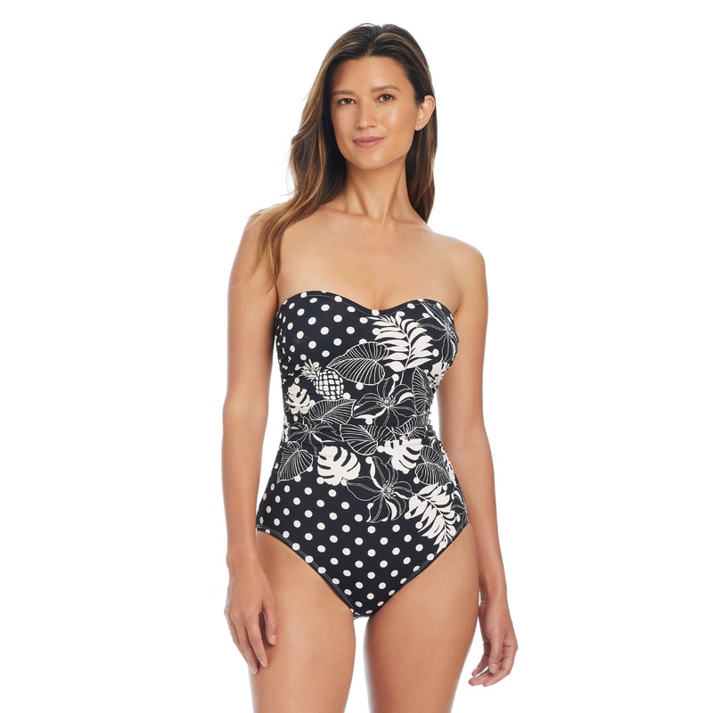 Double Trouble Shirred Bandeau One Piece Swimsuit
