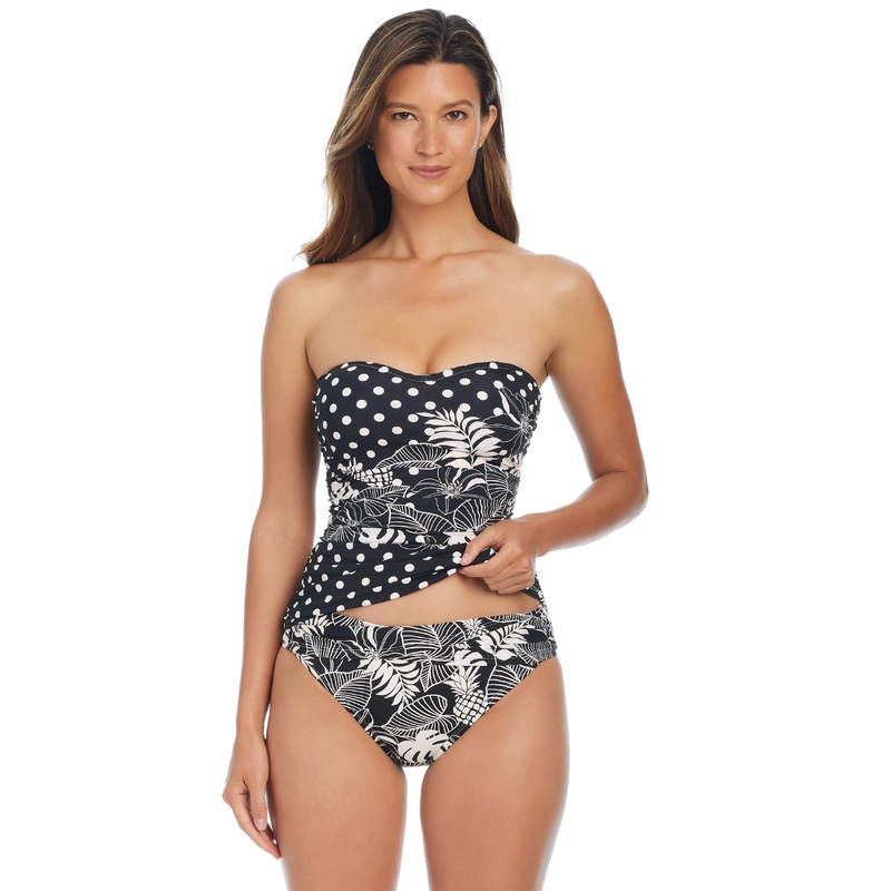Double Trouble Shirred Bandini Tankini Swimsuit Top