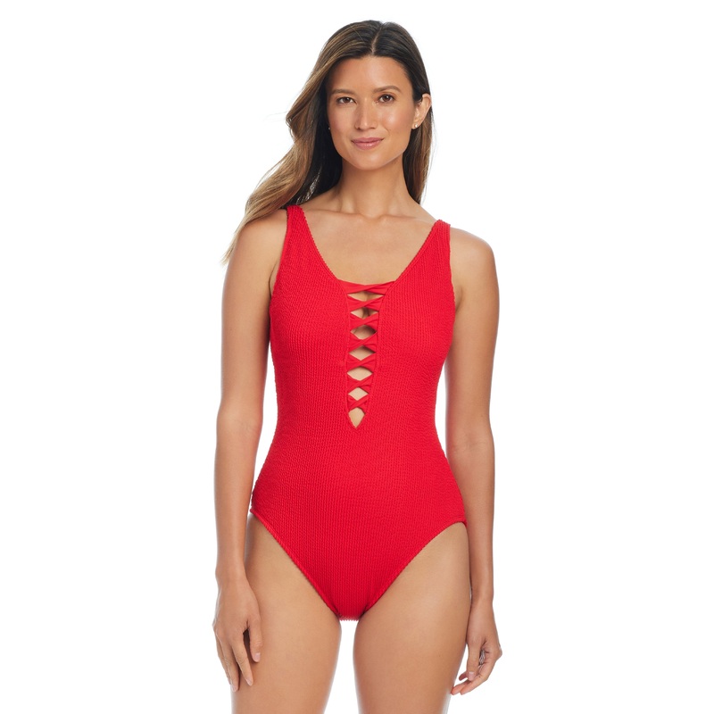 Pucker Up Lace Down One Piece Swimsuit