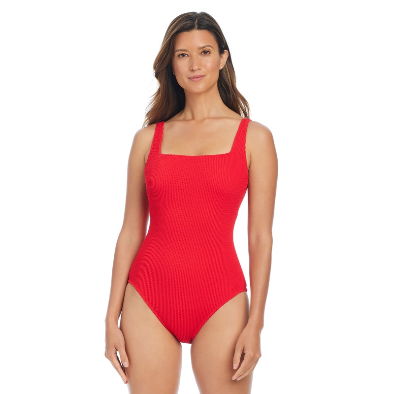 Pucker Up Square Neck One Piece Swimsuit