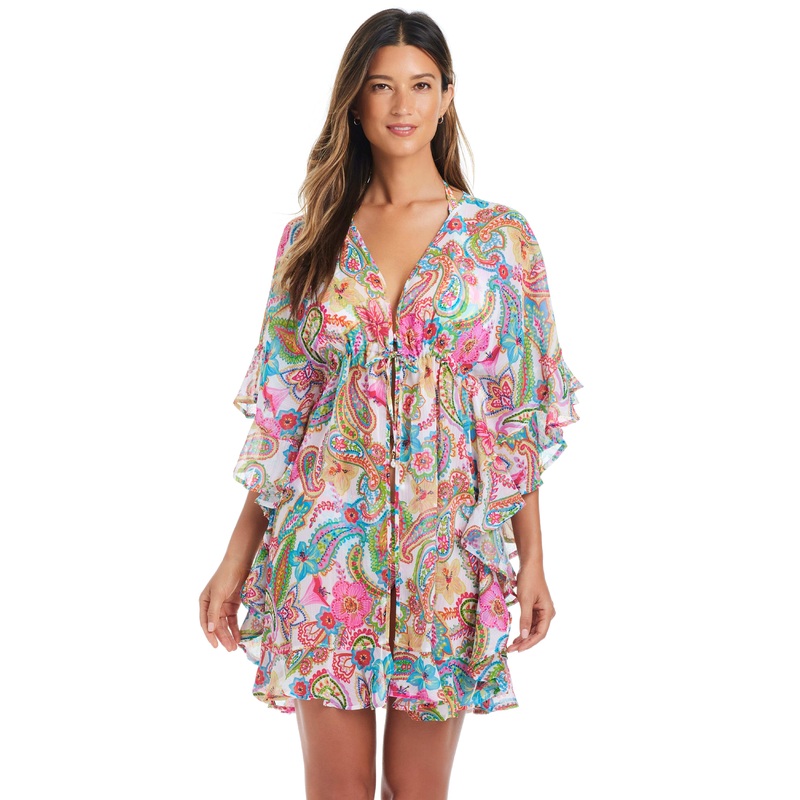 All Set For Summer Chiffon Ruffle Caftan Cover Up