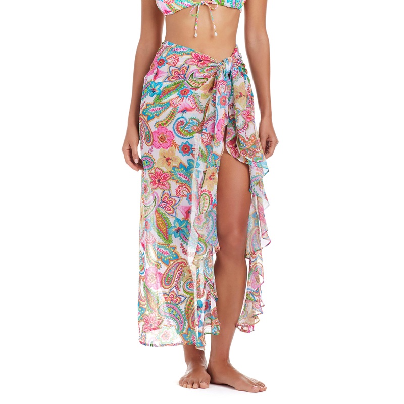 All Set For Summer Long Ruffle Sarong Coverup