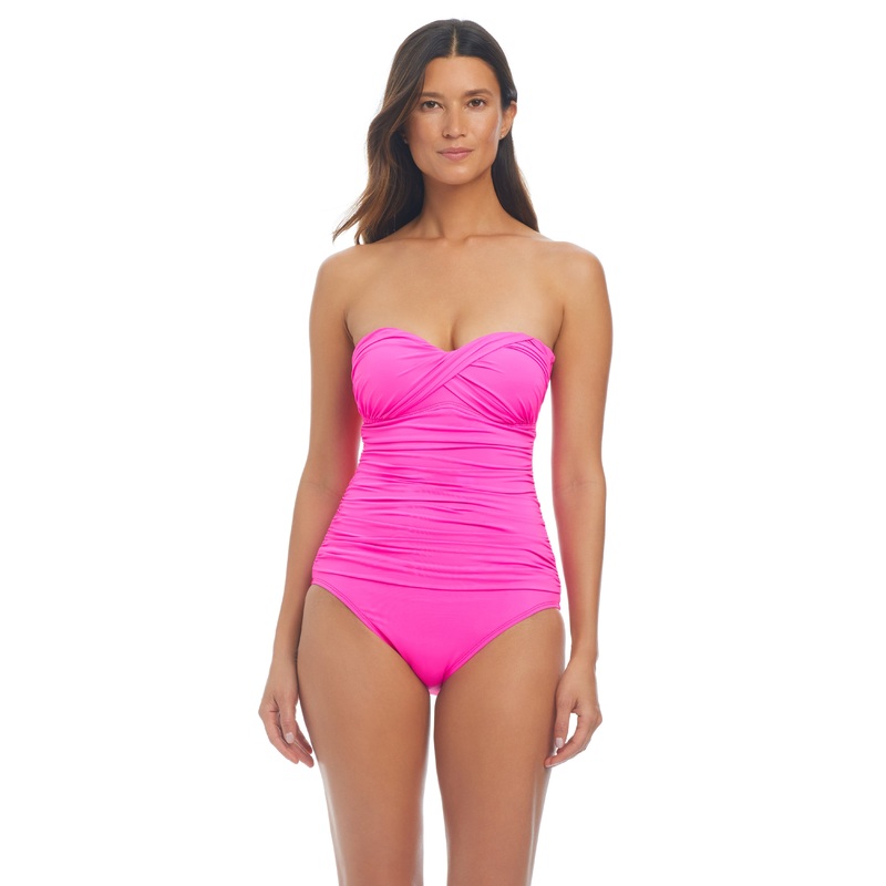 Kore Twist Bandeau One-Piece Swimsuit in Dahlia