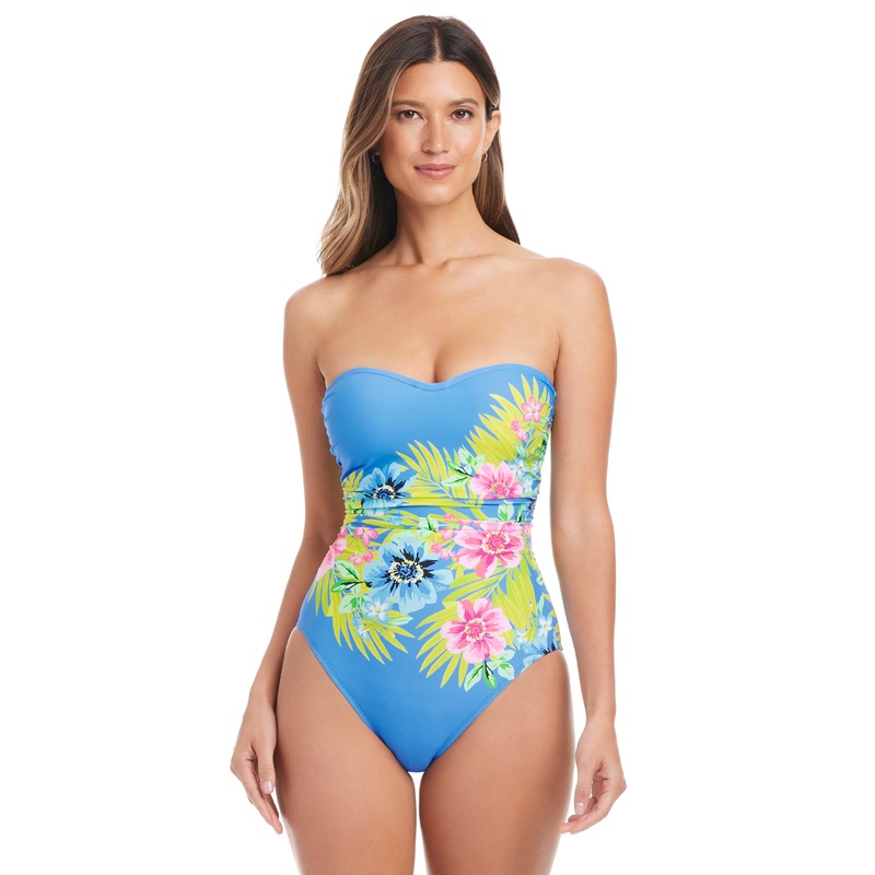 Let’s Get Away Shirred Bandeau One Piece Swimsuit