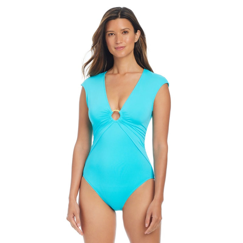 Ring Me Up Cap Sleeve One Piece Swimsuit in Langunita
