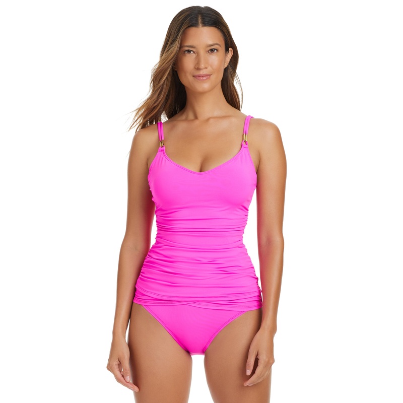 The Kore Scoop Neck Tankini Top in Dahlia