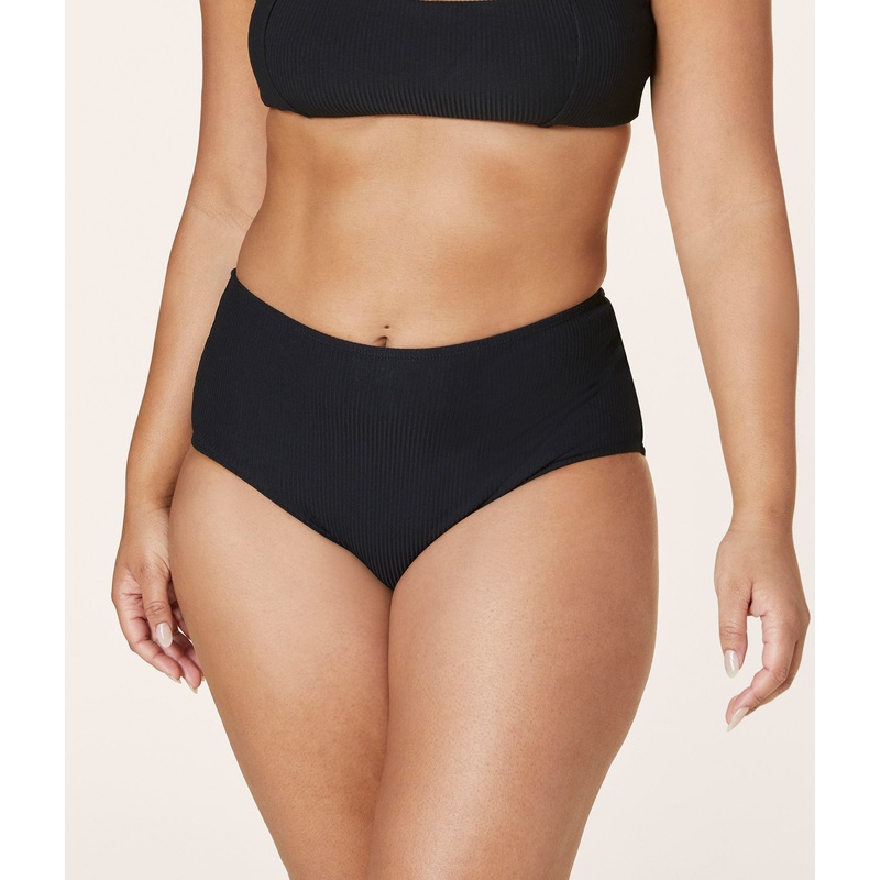 The High Waist Bikini Bottom – Eco Ribbed – Black