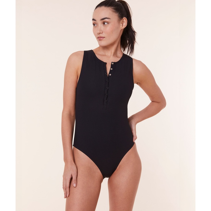 The Malibu One Piece – Eco Ribbed – Black – Long Torso