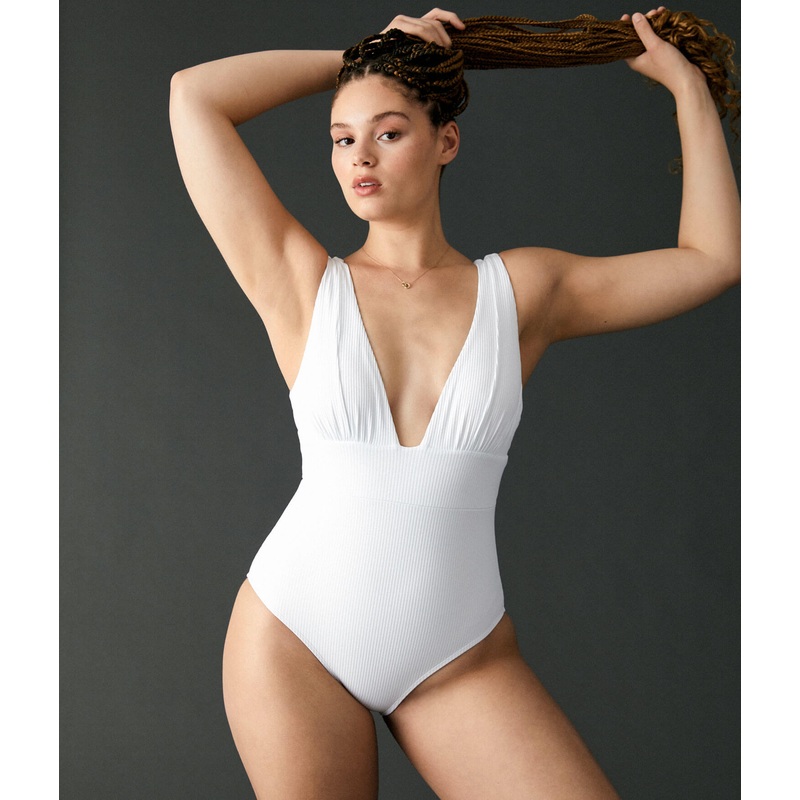 The Mykonos One Piece – Ribbed – White – Long Torso