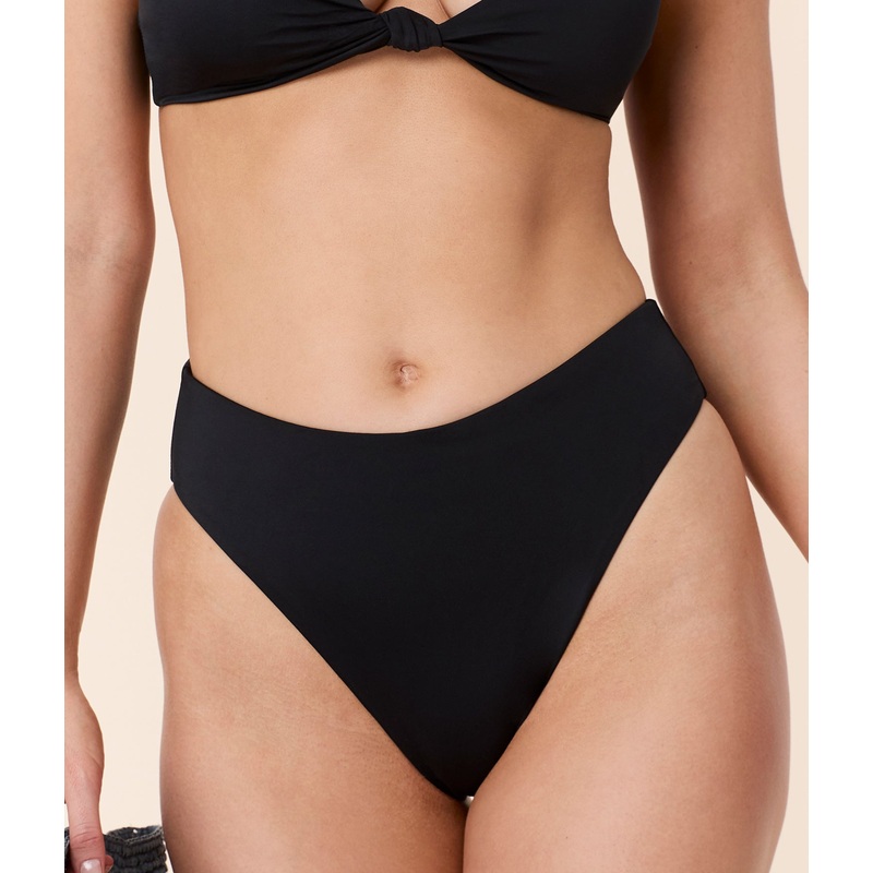 The 90s High Waist Bikini Bottom – Eco Nylon – Black