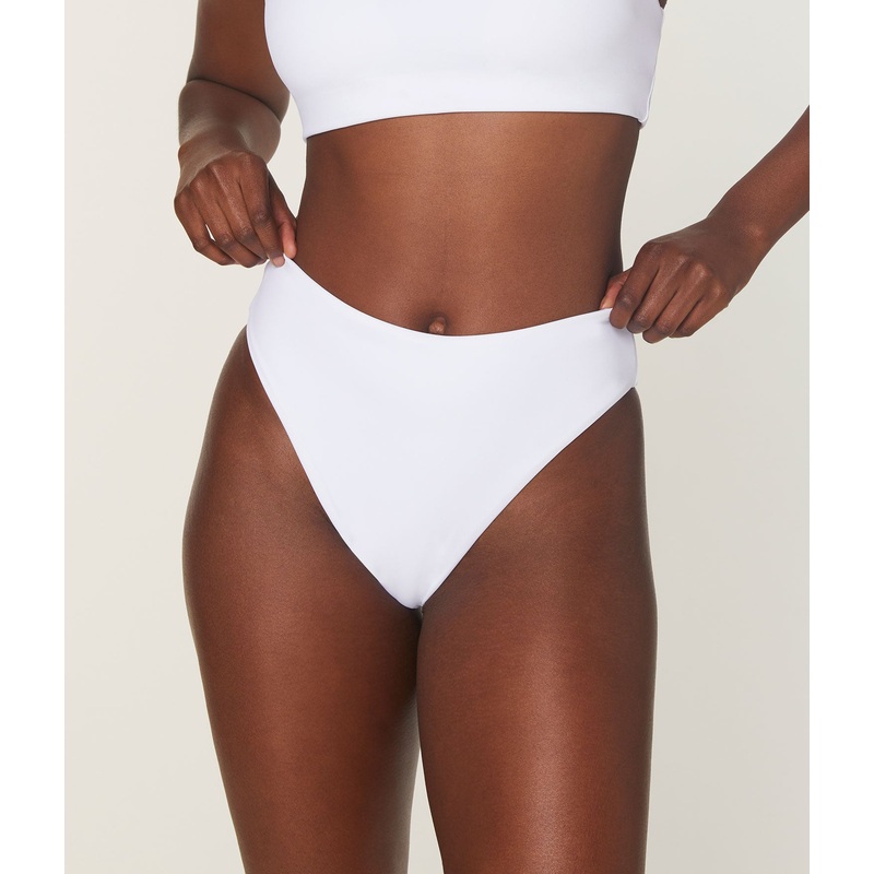 The 90s High Waist Bikini Bottom – Eco Nylon – White