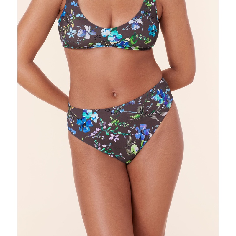The 90s High Waist Bikini Bottom – Eco Nylon – Wildflowers