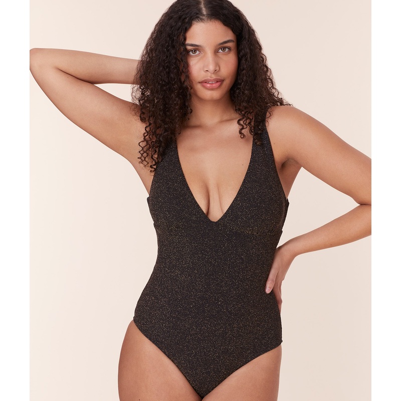 The Augustine One Piece – Lurex Rib – Black – Long Torso