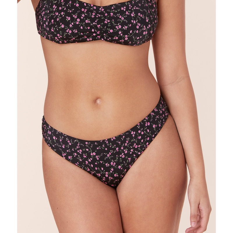 The Classic Bikini Bottom – Satin – Black Ditsy Bloom