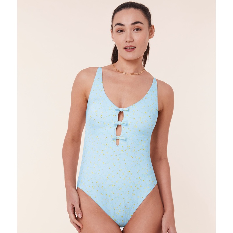 The Mana One Piece – Satin – Powder Ditsy Bloom – Long Torso