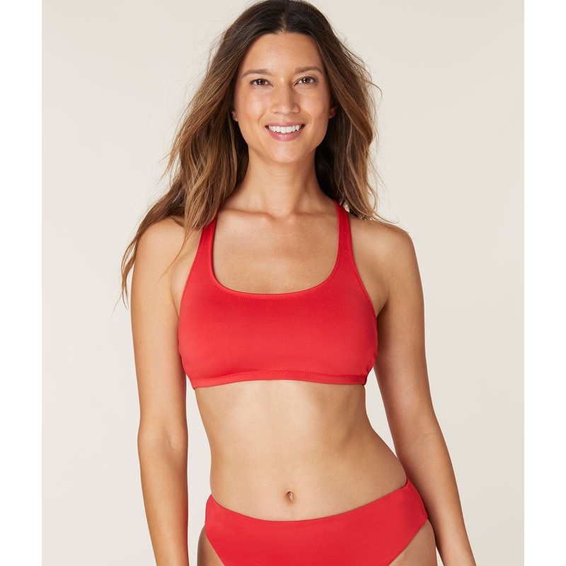 The Marina Bikini Top – Eco Nylon – Cherry Red