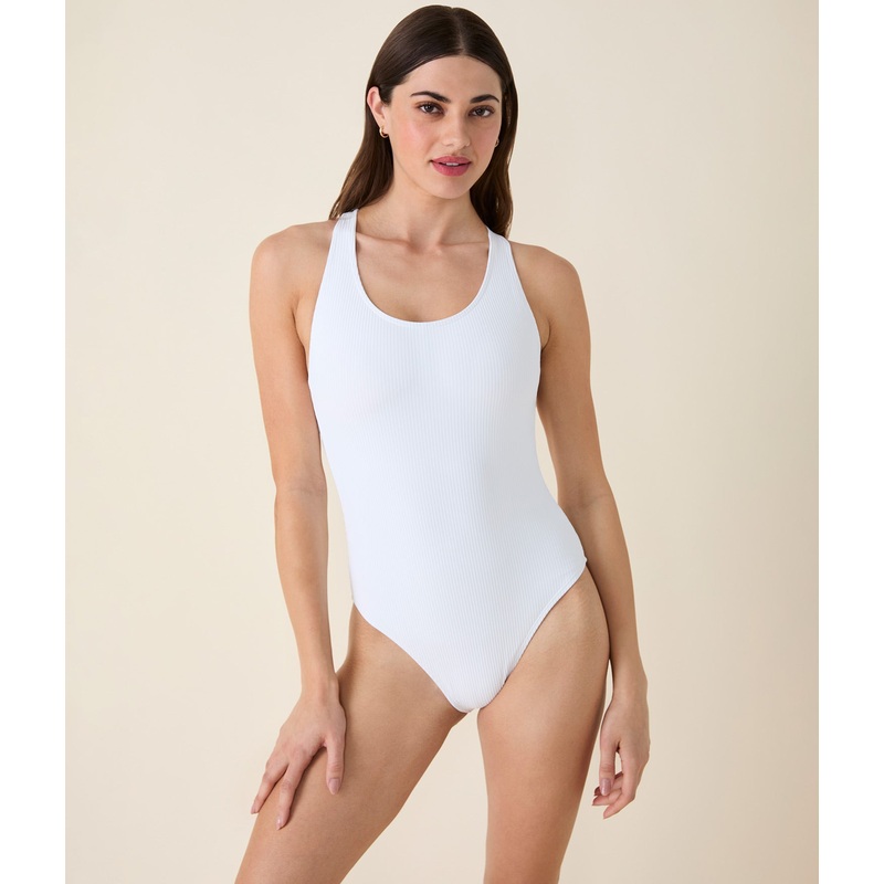 The Tulum One Piece – Eco Nylon – White – Long Torso