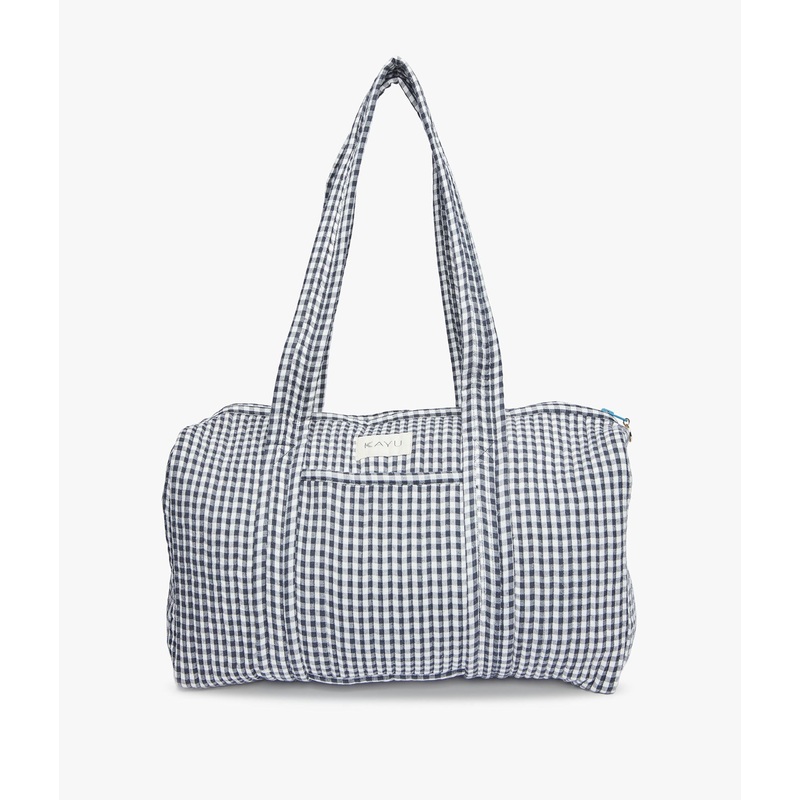 Daphne Travel Weekender Zip Tote Bag – Black Gingham – Kayu
