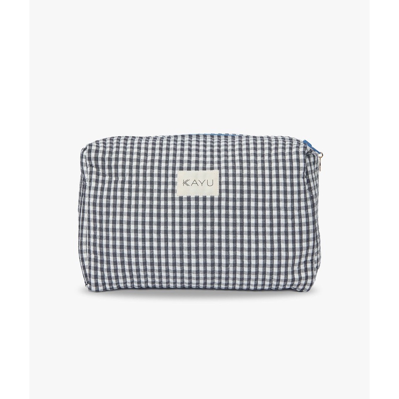 Elsie Travel Case Zip Pouch Bag – Black Gingham – Kayu