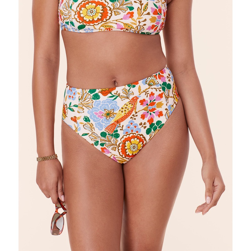 The High Waist Cheeky Bikini Bottom – Eco Nylon – Bird Floral