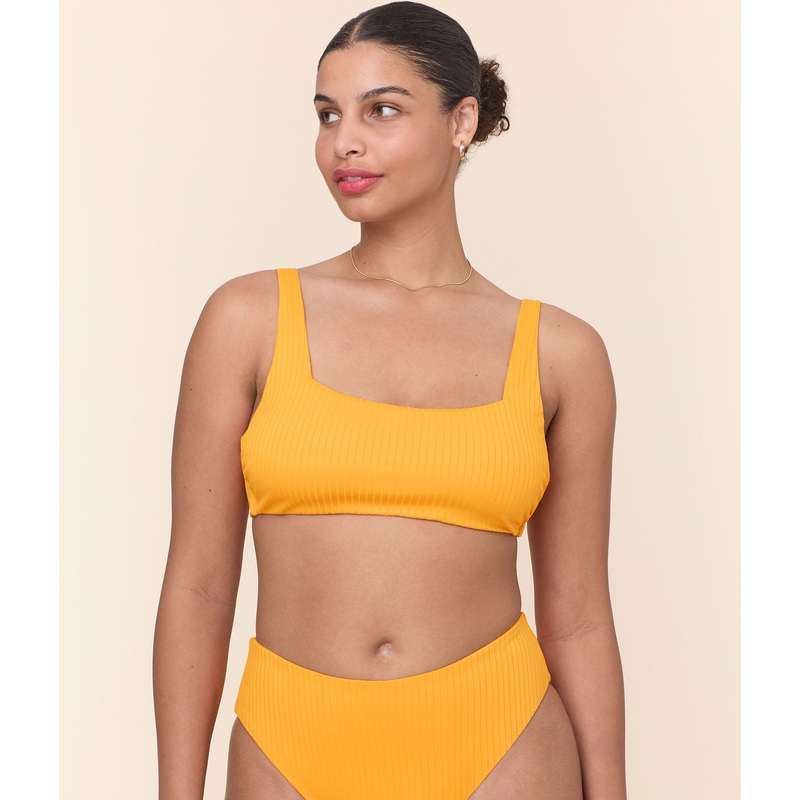 The Rye Bikini Top – Wide Rib – Tangerine