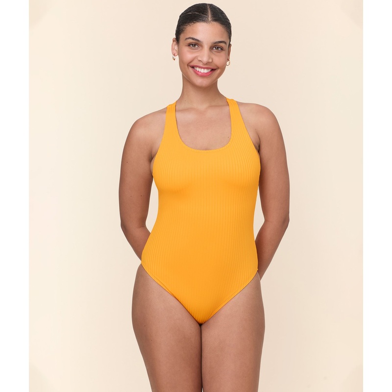 The Tulum One Piece – Wide Rib – Tangerine – Long Torso
