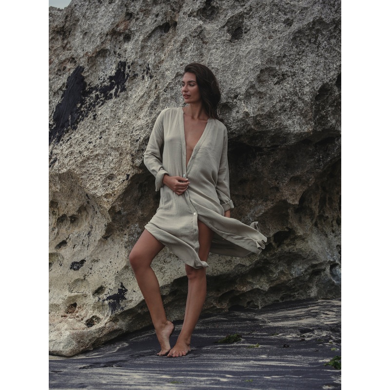 Terra Shirt Dress – Khaki Green