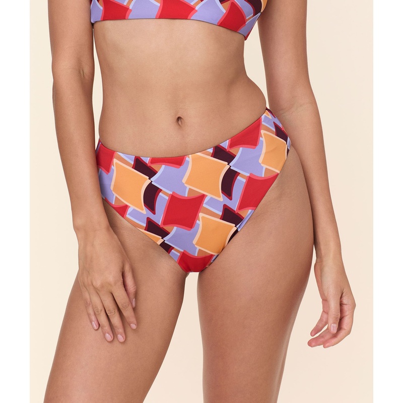 The 90s High Waist Bikini Bottom – Eco Nylon – Mod Geo