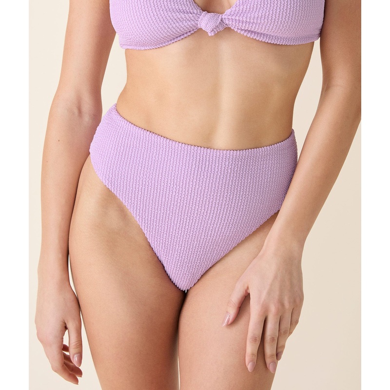 The 90s High Waist Bikini Bottom – Seersucker – Lupine